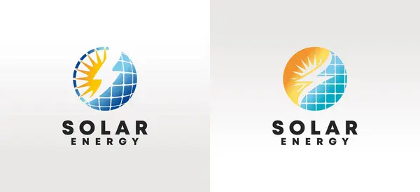 Elektrik sembollü güneş paneli enerji logosu tasarımı