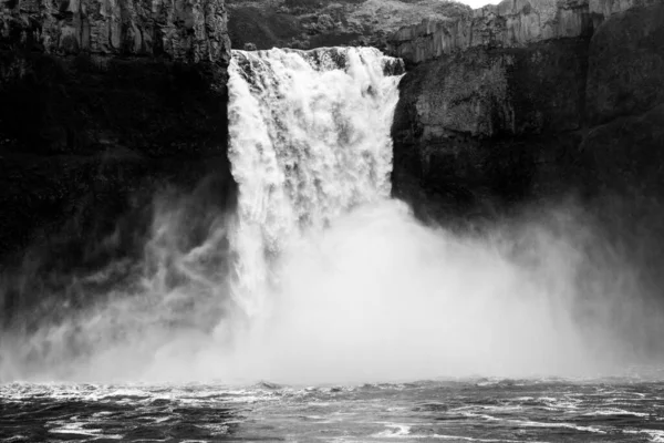 Zwart Wit Foto Van Palouse Falls — Stockfoto