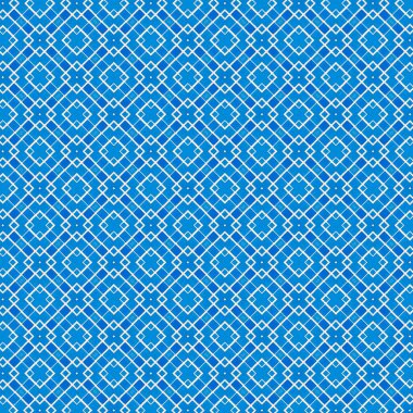 Mavi elemanları ile kesintisiz geometrik desen.