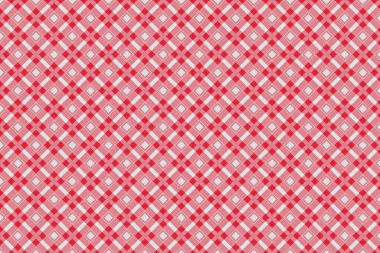 Kırmızı ve beyaz ekoseli kumaş arka plan. Kusursuz desen. Masa örtüsü ve giysiler..