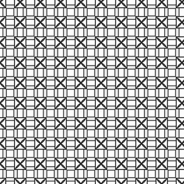 Siyah ve beyaz kareler ve üçgenlerden oluşan kusursuz geometrik desen