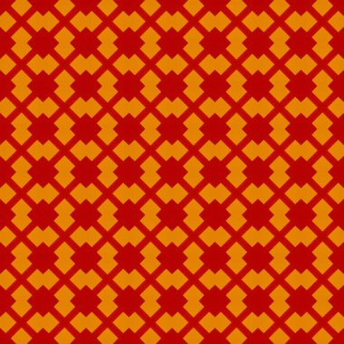 eşkenar dörtgen çizgileri, süslemeleri ve kareleri olan kırmızı dikişsiz desen.