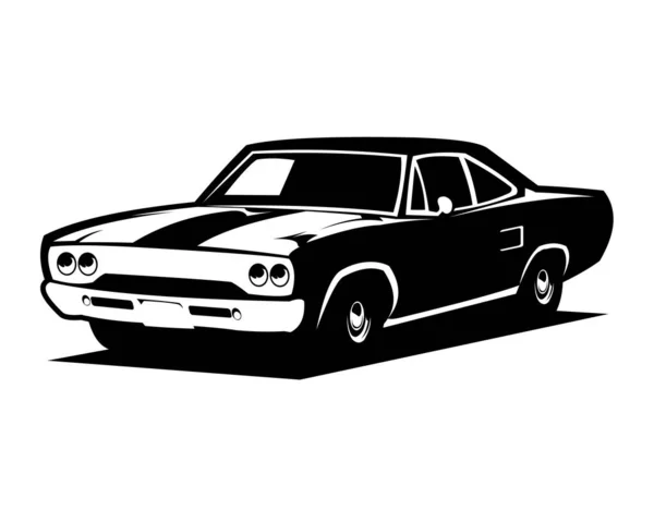 Мышечный Автомобиль Логотип Вектор Вид Сбоку Изолированный Эмблема Знак Белом — стоковый вектор