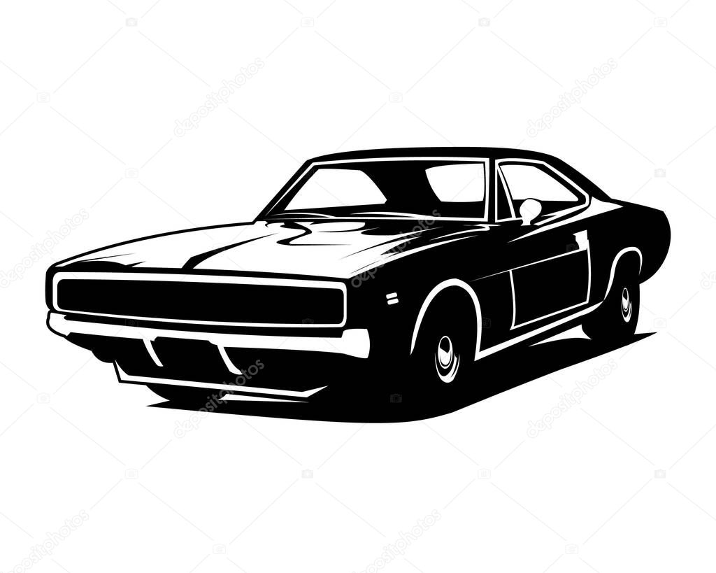 Muscle car vector from the side. best for badges, black isolated emblem on design