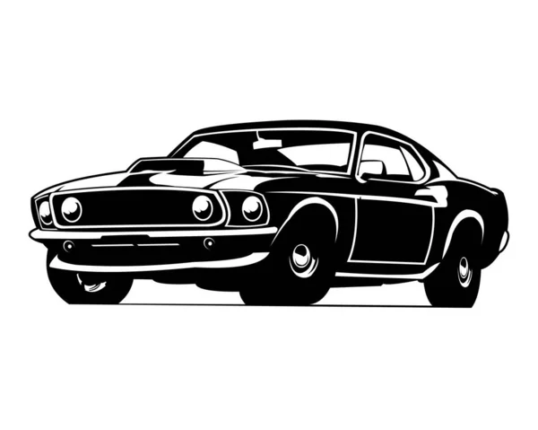 1970 Muscle Car Vecteur Isolé Meilleur Fond Blanc Pour Badge — Image vectorielle