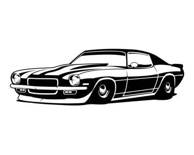 1970 'lerin Chevy Camaro' su beyaz arka plan görüntüsünü izole etti. en iyi logo, rozet, amblem, simge, 10 PS içinde kullanılabilir.