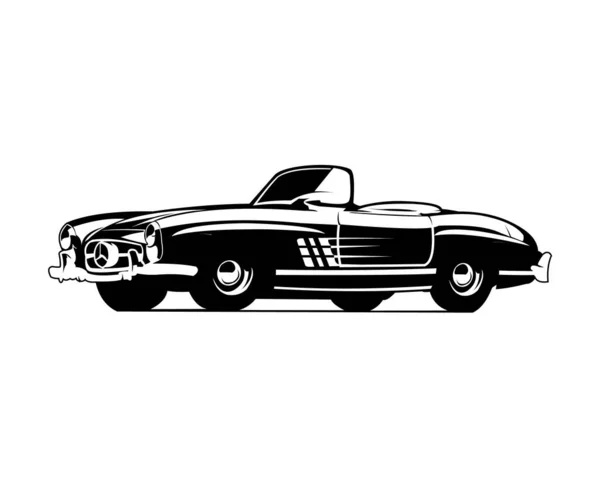 1960S Car Mercedes Benz 300 Roadster Side View White Background — Stock Vector