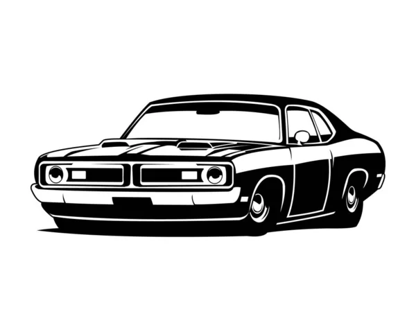 Vecchia Muscle Car Isolata Sfondo Bianco Vista Lato Migliore Logo — Vettoriale Stock