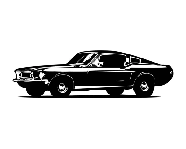 Vieille Illustration Vectorielle Isolée Américaine Muscle Car Montrant Côté Meilleur — Image vectorielle