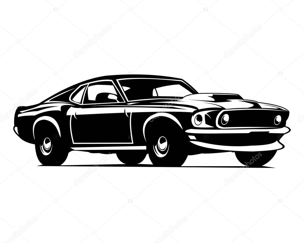 The best mustang boss car logo for the car industry. isolated white background view from side.