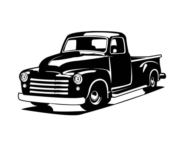 Sylwetka Starej Amerykańskiej Ciężarówki Odizolowana Białym Tle Widziana Przodu Najlepsze — Wektor stockowy