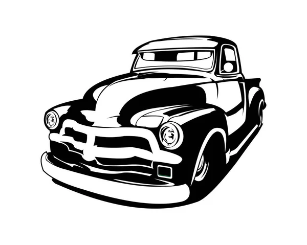 Silhouette Old American Truck Isolated White Background Seen Front Best — Stock Vector