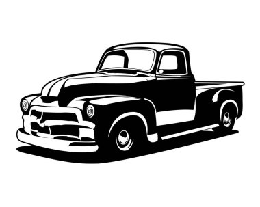 Rozet, amblem, simge ve çıkartma tasarımı için en iyi izole edilmiş beyaz arka plandan klasik kamyon logosu görüntüsü. 10 OS içinde vektör illüstrasyonu kullanılabilir.