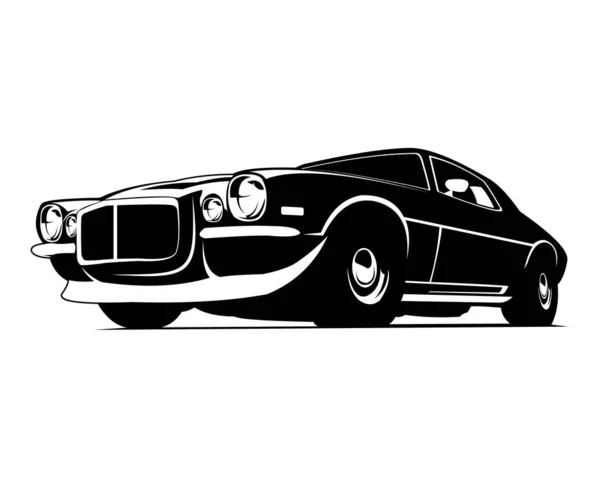 1970 Chevy Camaro Coche Logotipo Silueta Aislada Blanco Vista Fondo — Archivo Imágenes Vectoriales