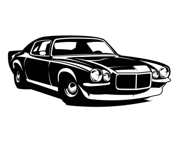 Années 1970 Chevy Camaro Voiture Logo Isolé Blanc Vue Fond — Image vectorielle