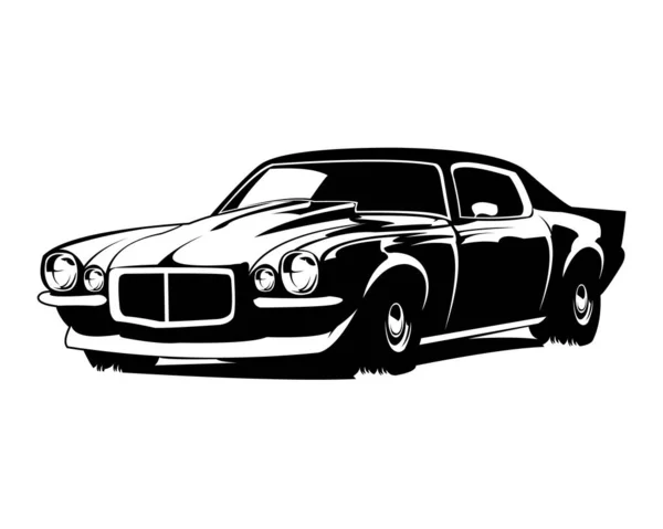 1970 Годы Силуэт Шевроле Camaro Логотип Автомобиля Изолирован Белом Фоне — стоковый вектор