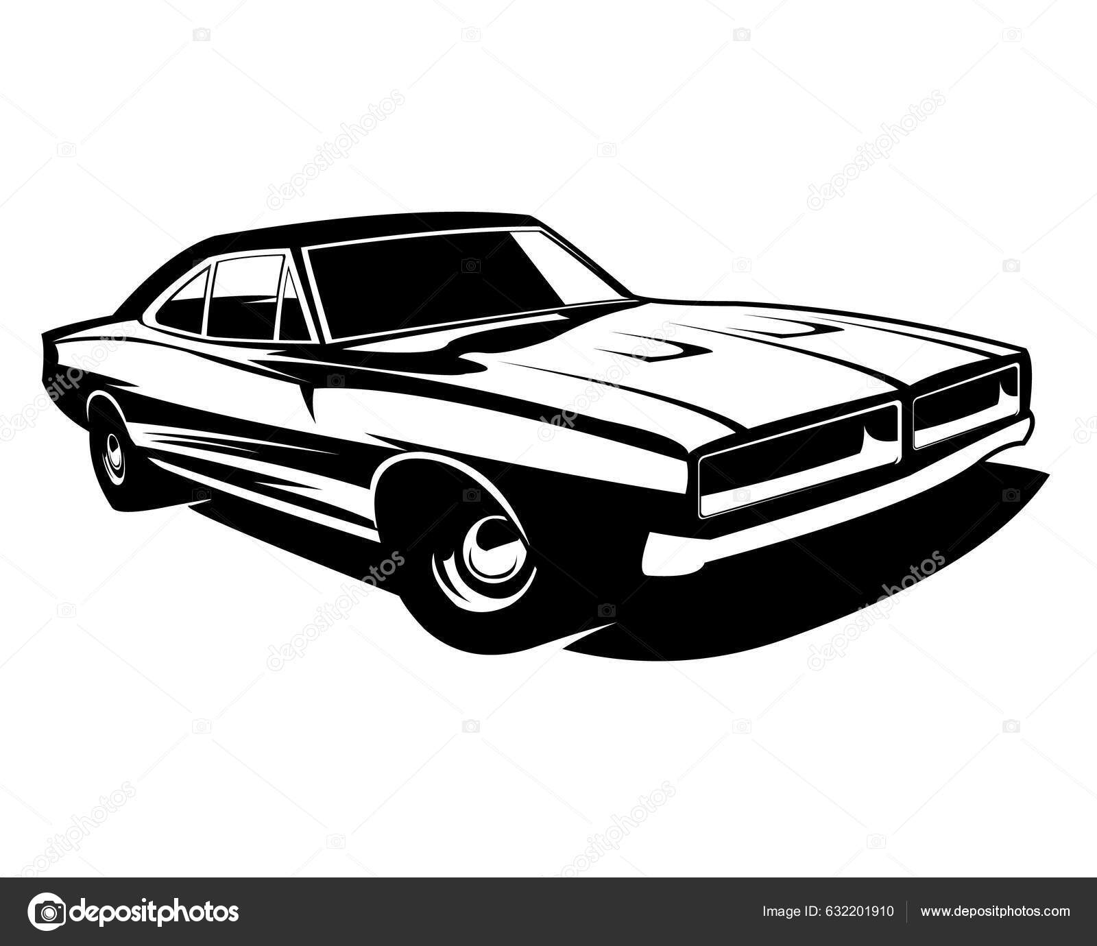 1970S Old Dodge Charger Logo Silhouette Isolated White Background View ...