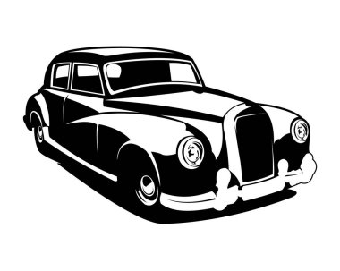 Eski kaslı araba logosu ön taraftan izole edilmiş beyaz arka plan görüntüsü. Rozet, amblem, simge, çıkartma tasarımı ve araba endüstrisi için en iyisi..