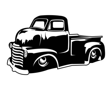 classic vintage pickup trucks silhouettes. isolated on a white background showing from the side. premium truck design vector. Best for logo, badge, emblem, icon, sticker design. available in eps 10.
