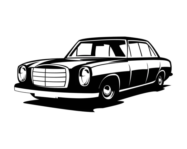 American Luxury Classic Car Silhouette Isolated White Background View Side — стоковый вектор