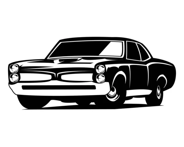 Isolated Vector Illustration Vintage Muscle Car Viewed Side Best Badge — 图库矢量图片