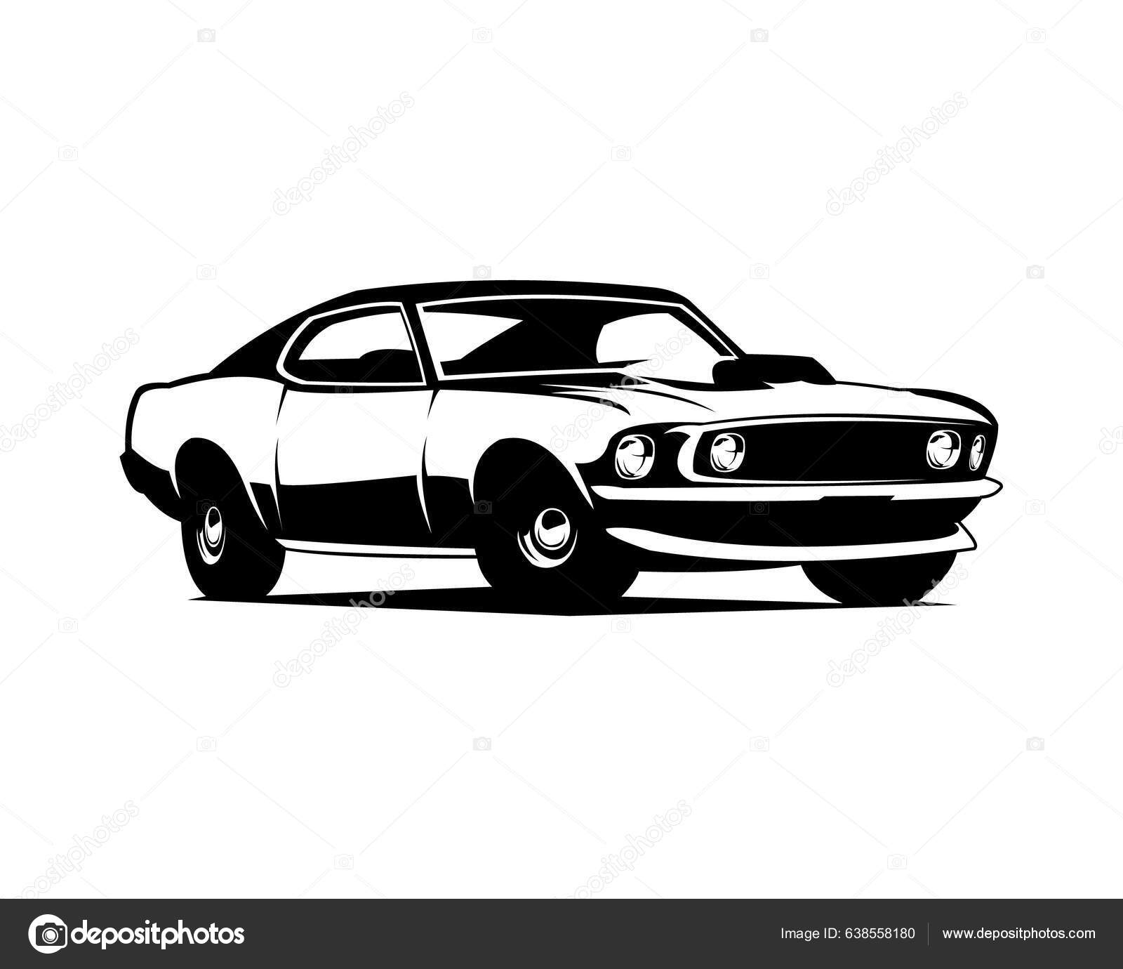 福特野马429轮廓矢量侧视图孤立的白色背景最适合标志贴纸和旧汽车运输业图库矢量图©Boos13 638558180, image size:1600x1380