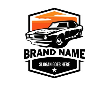 Chevrolet muscle car silhouette. premium vector design. isolated white background view from side. Best for logo, badge, emblem, icon, sticker design. available in eps 10.