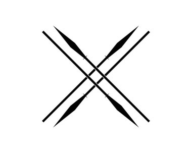 silhouette spear set logo. isolated white background side view. Best for logos, badges, emblems, icons, hunters, animal hunting. available in eps 10.