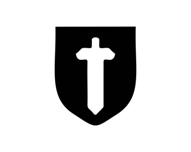  sword and shield logo silhouette. isolated white background. Best for badge, emblem, icon, design sticker, military logo industry. available in eps 10.