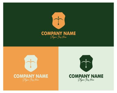 Arrow and Shield logo set. Ideal for badges, emblems, icons, sticker designs, and industrial symbols. Simple design emphasizing strength, courage, and honor. Available in EPS 10 format.