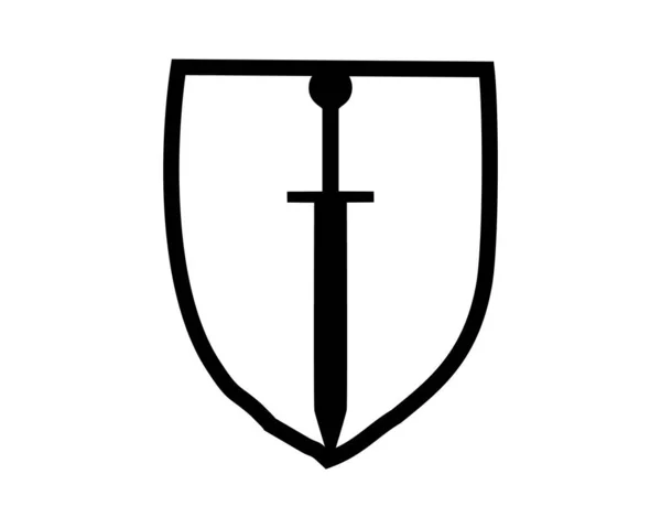 剣と盾のシルエットベクトルデザイン Eps 10で利用可能なロゴ バッジ エンブレム アイコンに最適です — ストックベクタ
