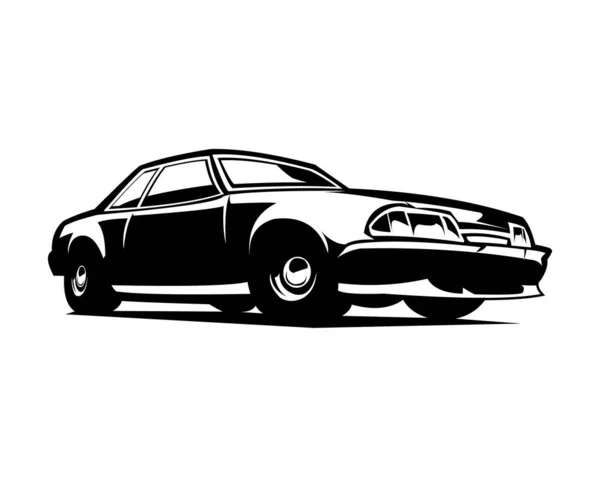 1990 Mustang Car Logo Silhouette Vector Design Isolated White Background —  Vetores de Stock