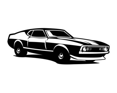 Ford Mustang araba vektör tasarımı silueti. yalıtılmış beyaz arkaplan görüntüsü. Logo, rozet, amblem, simge, etiket tasarımı için en iyisi. kullanılabilir 10 kişi.