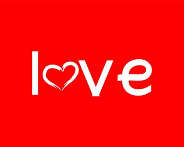 Aşk Mektubu Logosu Kırmızı Arkaplan Vektörü EPS İzole edildi, En İyi Sevgililer Günü İllüstrasyonu, tasarım etiketi, tebrik kartı.