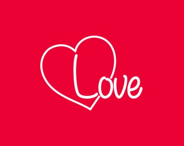 Aşk Mektubu Logosu Kırmızı Arkaplan Vektörü EPS İzole edildi, En İyi Sevgililer Günü İllüstrasyonu, tasarım etiketi, tebrik kartı.