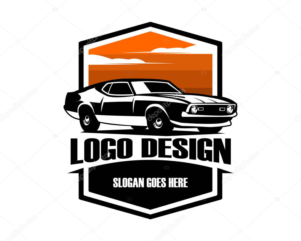 Ford mustang mach 1 car silhouette vector isolated on white background. Best for car industry related industry, badge, emblem, icon, sticker design.