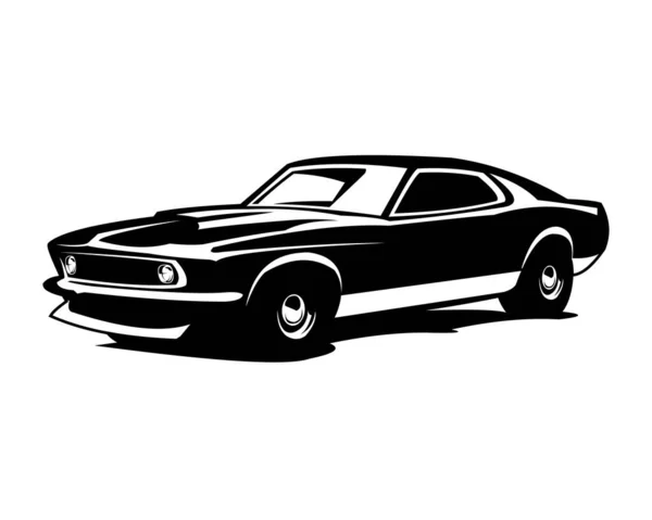 1970 Ford Mustang Carro Silhueta Vetor Ilustração Isolado Fundo Branco — Vetor de Stock