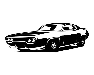Plymouth Gtx 1971 silueti. yalıtılmış beyaz arkaplan görüntüsü. Logo, rozet, amblem, simge, tasarım çıkartması, klasik araba endüstrisi için en iyisi. 10 OS içinde kullanılabilir.