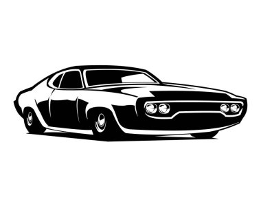 Plymouth Gtx 1971 arabası. Siluet logo vektörü. yalıtılmış beyaz arkaplan görüntüsü. Logo, rozet, amblem, simge, etiket tasarımı için en iyisi. 10 OS içinde kullanılabilir