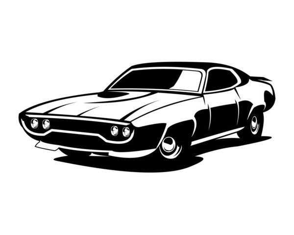 plymouth gtx 1971. simple silhouette vector design with isolated white background view from side. Best for logo, badge, emblem, icon, sticker design, classic car industry. available in eps 10.