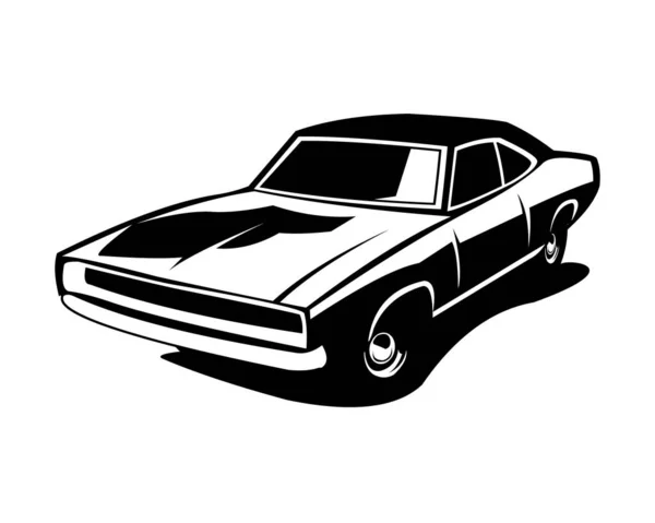 Dodge Challenger Voiture 1968 Fond Blanc Vue Face Isolée Meilleur — Image vectorielle