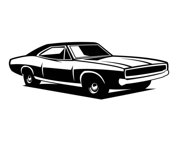 Dodge Challenger Voiture 1968 Fond Blanc Vue Latérale Isolée Meilleur — Image vectorielle