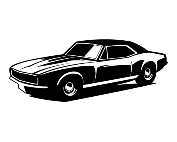 Дизайн Старого Премиального Автомобиля Camaro Простой Дизайн Вид Сбоку Изолированный — стоковый вектор