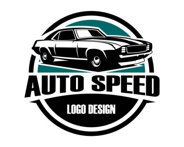 Klasik Camaro araba silueti. yalıtılmış beyaz arkaplan görüntüsü. Logo, rozet, amblem, simge, çıkartma tasarımı, eski model araba endüstrisi için en iyisi. 10 OS içinde kullanılabilir