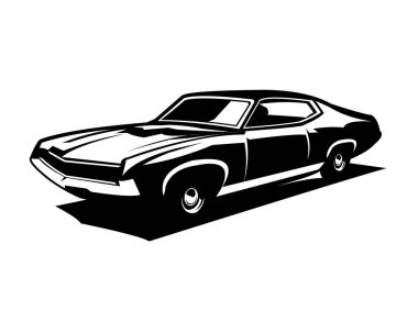 Ford Torino kobra arabası izole edilmiş vektör çizimi. Logo, rozet, amblem, simge, etiket tasarımı için en iyisi. otomobil endüstrisi.