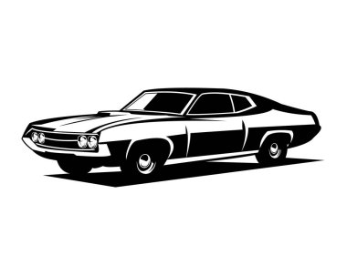 Ford Torino kobra araba siluetinin vektör çizimi. yalıtılmış beyaz arkaplan görüntüsü. Araba endüstrisi, logo, rozet, amblem, simge, tasarım çıkartması, gömlek için en iyisi..