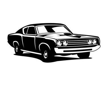 Ford Torino kobra araba illüstrasyon vektör tasarımı silueti. yalıtılmış beyaz arkaplan görüntüsü. Logo, rozet, amblem, simge, çıkartma tasarımı ve araba endüstrisi için en iyisi..