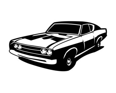 Premium ford torino kobra araba vektör tarafı çizimi izole edildi. Otomotiv endüstrisi için en iyisi