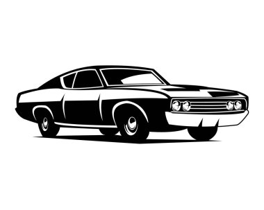 Ford Torino Kobra arabası. Premium siluet vektör tasarımı. yalıtılmış beyaz arkaplan görüntüsü. Logolar, rozetler ve ilgili klasik araba endüstrisi için en iyisi. 10 OS içinde kullanılabilir.