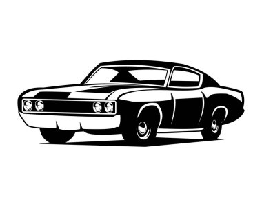 Ford Torino kobra araba vektör tasarımı silueti. yalıtılmış beyaz arkaplan görüntüsü. Logo, rozet, amblem, simge, tasarım çıkartması, klasik araba endüstrisi için en iyisi..